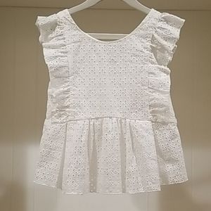 Zara Girls' Embroidered Eyelet Top